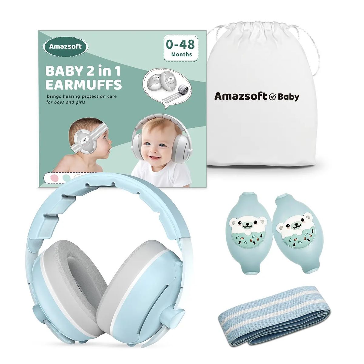 GENERICO - Audífonos Protectores Anti ruido Para Bebés/niños 2 En 1