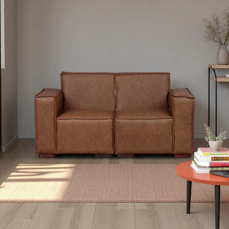 GENERICO - Sofá Modular Fortaleza 2 cuerpos -  Cuero Reconstituido Whisky