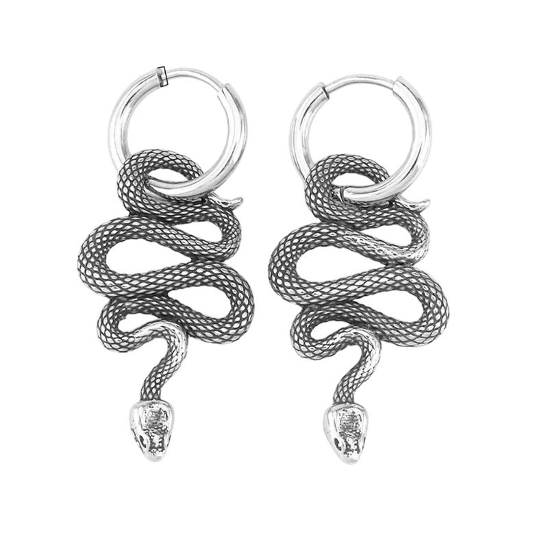 GENERICO - Aros Serpiente Titanio Punk Hombre Mujer Earing Moda