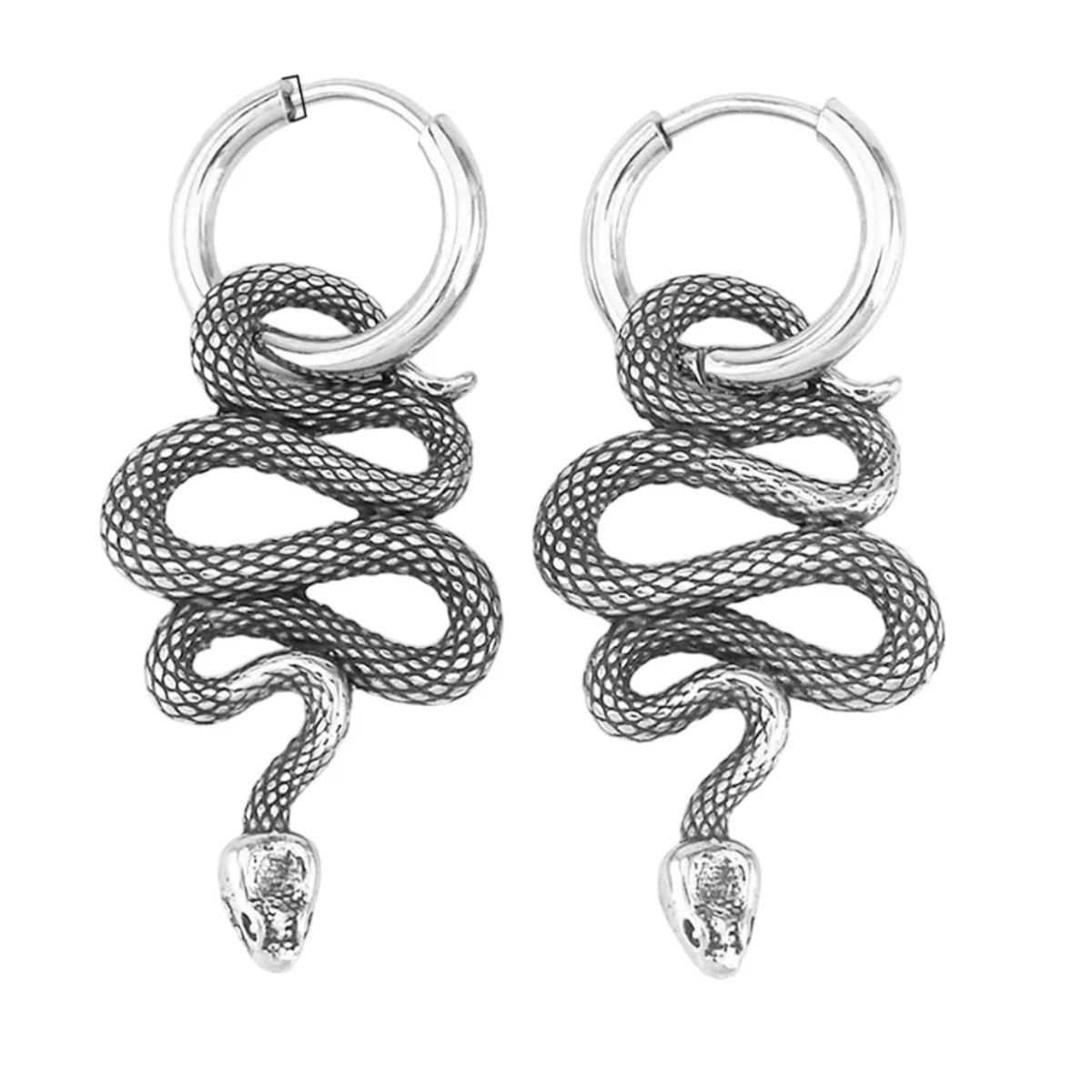 GENERICO - Aros Serpiente Titanio Punk Hombre Mujer Earing Moda