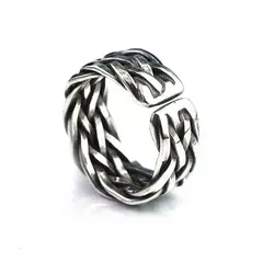 GENERICO - Anillo De Plata 925 Tejido Ajustable Hombre Y Mujer