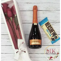 GENERICO - Caja 3 Rosas Espumante y Chocolate