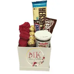 GENERICO - Box Cuadrado Rosas Bombones Chocolates y Nutella