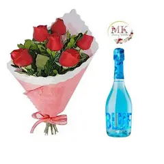 GENERICO - Ramo de 6 Rosas y Espumante Blue 750cc