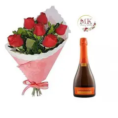 GENERICO - Ramo de 6 Rosas y Espumante 750cc