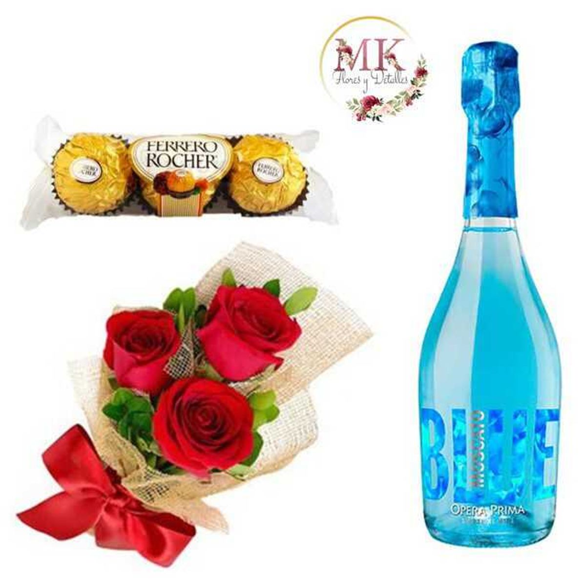 GENERICO - Ramo de 3 Rosas Bombones Ferrero