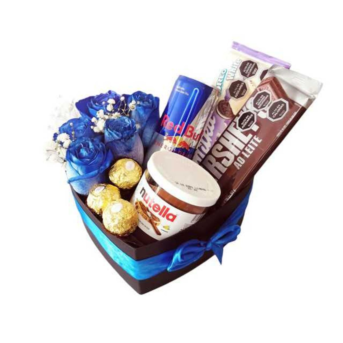 GENERICO - Box Corazón Rosas Chocolates y Energizantes