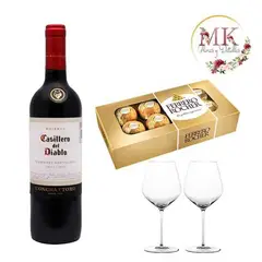 GENERICO - Vino Bombones Ferrero Rocher 100grs y Copas