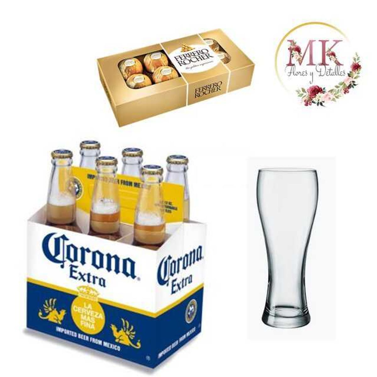 GENERICO - Cervezas Bombones Ferrero Rocher 100grs y Vaso