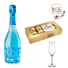 GENERICO - Espumante Blue Bombones Ferrero Rocher 100grs y Copa
