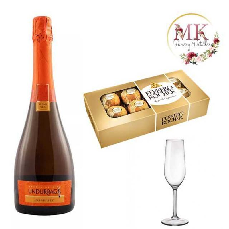 GENERICO - Espumante Bombones Ferrero Rocher 100grs y Copa