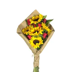 GENERICO - Ramo de 6 Rosas y 5 Girasoles