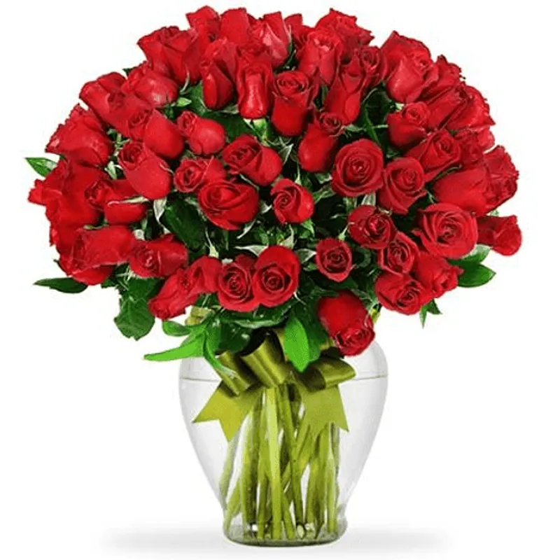 GENERICO - Florero de 100 Rosas Rojas