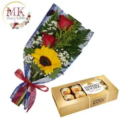 GENERICO - Ramito 2 Rosas y 1 Girasol