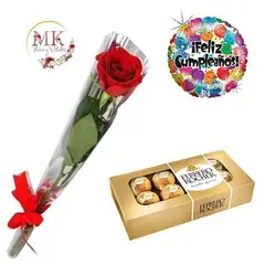 GENERICO - Rosa Individual Bombones Ferrero Rocher 100grs y Globo