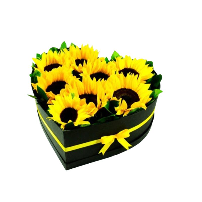 GENERICO - Box de Corazón de 8 Girasoles