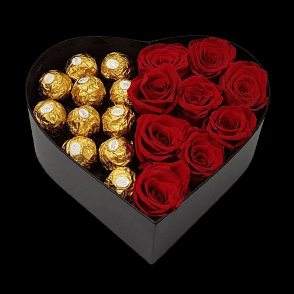 GENERICO - Box Corazón 9 Rosas mitad 11 Bombones