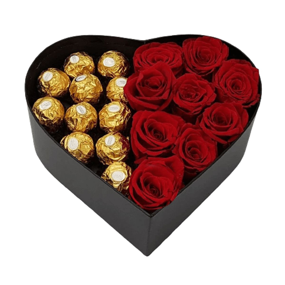 GENERICO - Box Corazón 9 Rosas mitad 11 Bombones