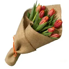 GENERICO - Ramo de 10 Tulipanes en Arpillera