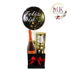 GENERICO - Box Cuadrado de Espumante Bombones Ferrero Rocher y Globo