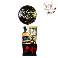 GENERICO - Box Cuadrado de Pisco Bombones Ferrero Rocher y Globo