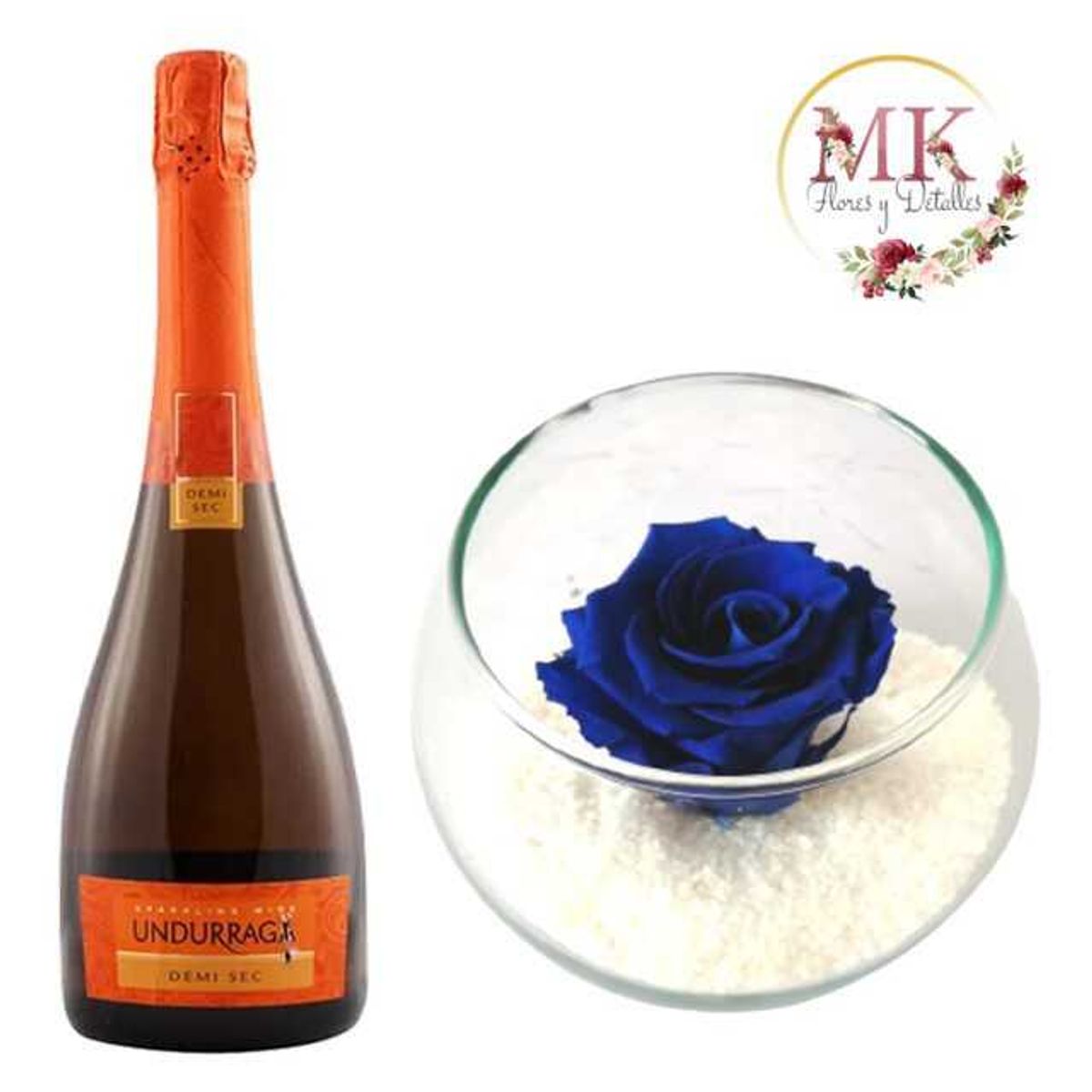 GENERICO - Rosa Preservada Azul y Espumante