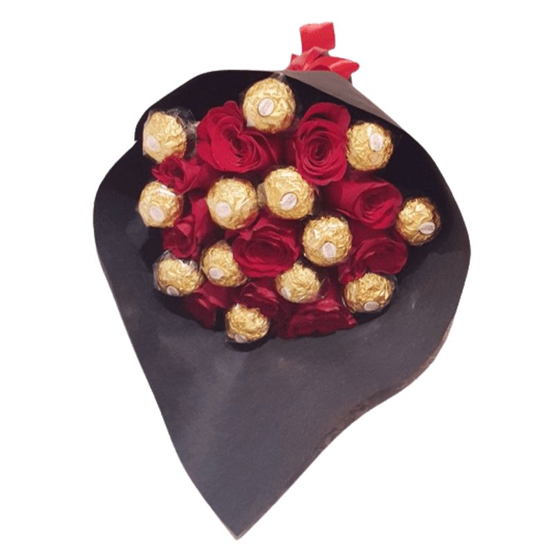 GENERICO - Ramo de 10 Rosas y 12 Bombones Ferrero Rocher