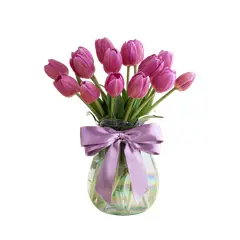 GENERICO - Florero de 10 Tulipanes Fucsia