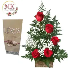 GENERICO - Arreglo de 5 Rosas y Bombones Lexus