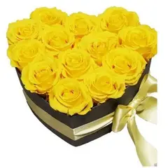 GENERICO - Box Corazón de 12 Rosas Amarillas