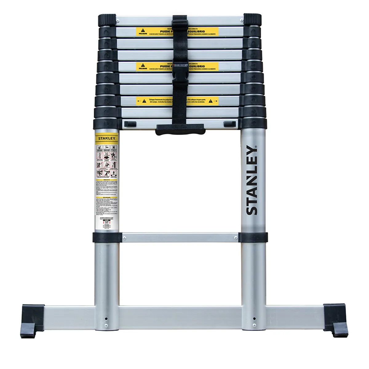 STANLEY - Escalera Stanley Telescópica SoftClose 11 escalones + estabilizador, 320cms