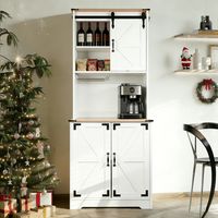 Bar Esquinero Alto con Portacopas Aparador Buffet Para Cocina Blanco Rustico