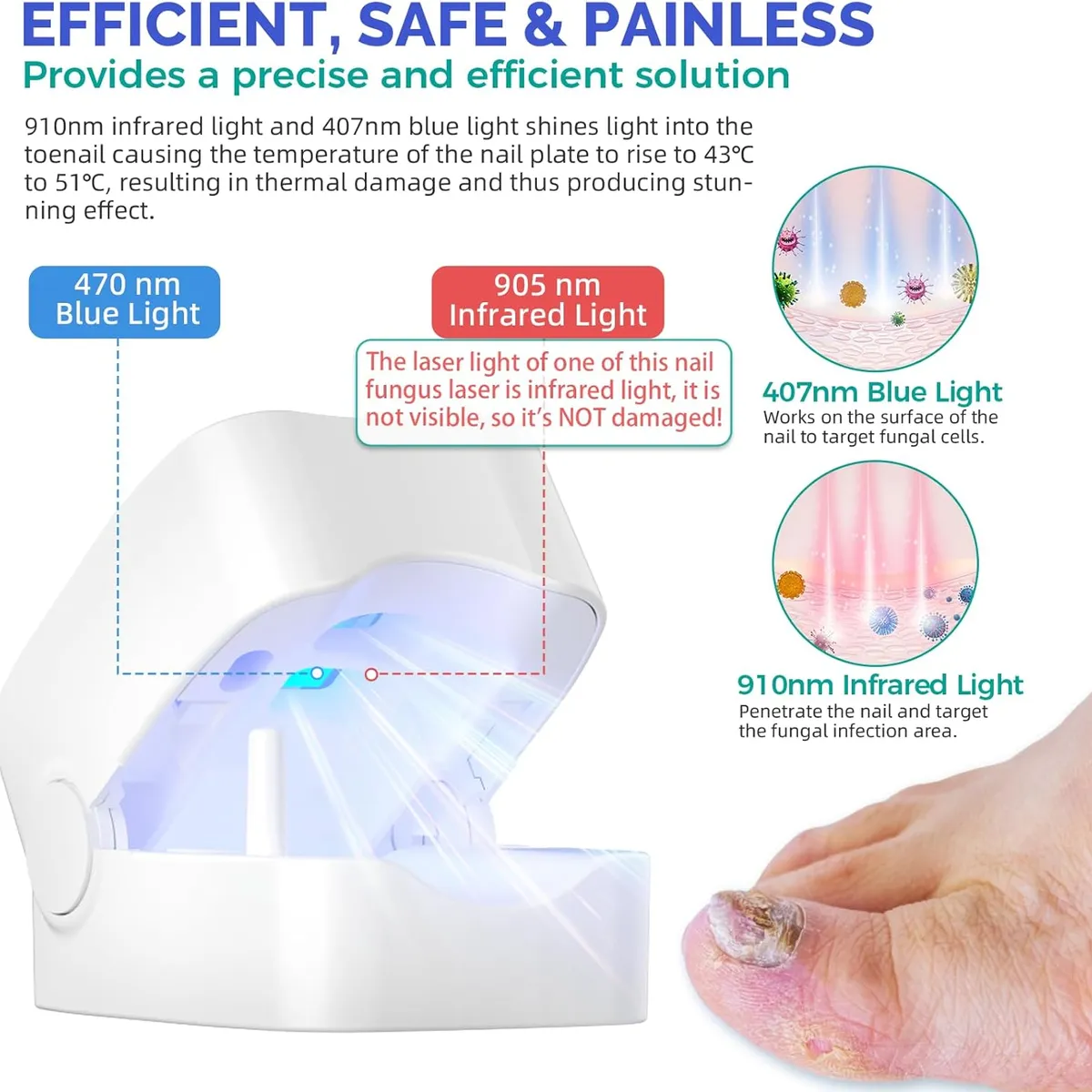 KUANGYE - Láser para Hongos en las Uñas Fototerapia con Láser 900 Nm