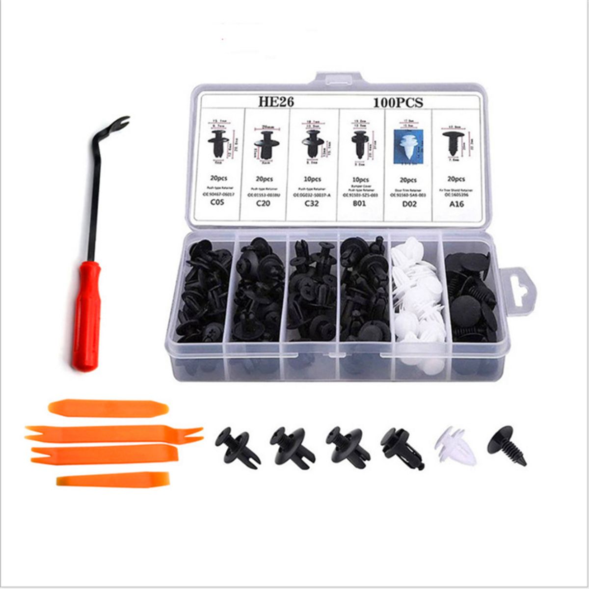 KINDA NICE - Caja De 100 Clips Para Coche Clips Para Parachoques