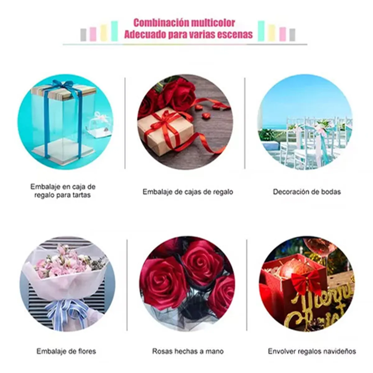 ATURE - 5u Ribbones Cintas De Decoración Para Regalos 22m X 4 Cms