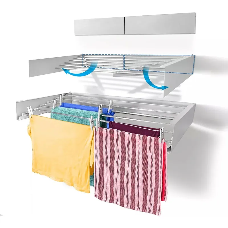 ANYHOGAR - Tendedero De Ropa Plegable Retráctil De Pared