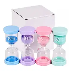 ATURE - Set 4 Relojes De Arena Juegos Tiempos 5/10/15/30 Mins Vidrio