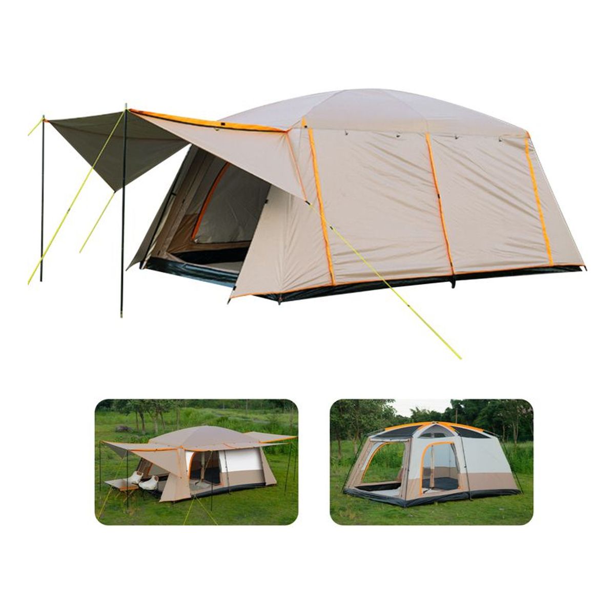 U BUY - Carpa 10 Personas Impermeable Con Doble Capa Y Ventilación