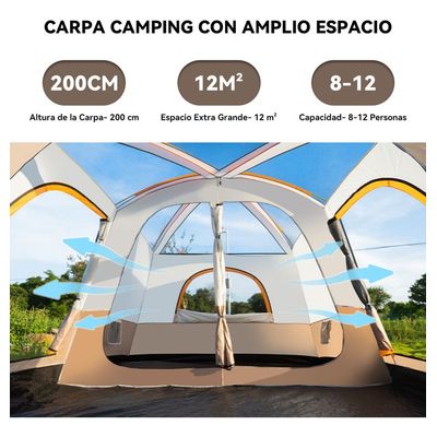 Imagen 2 del producto Carpa 10 Personas Impermeable Con Doble Capa Y Ventilación