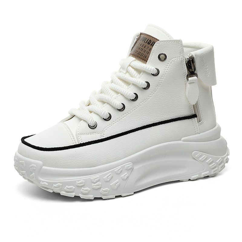 DANWEILE - Zapatos casualescon cremallera que realzan la altura para mujer Blanco