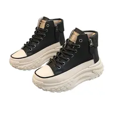 DANWEILE - Zapatos casualescon cremallera que realzan la altura para mujer Negro