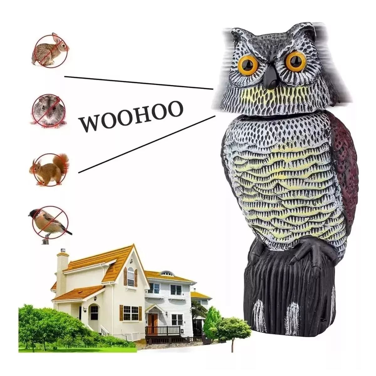 ATURE - Ahuyentador Con Sonido De Pajaros Buho Espanta Palomas