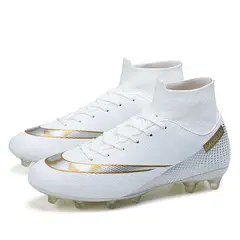 DANWEILE - Zapatillas de entrenamiento con clavos largos blancas CR7