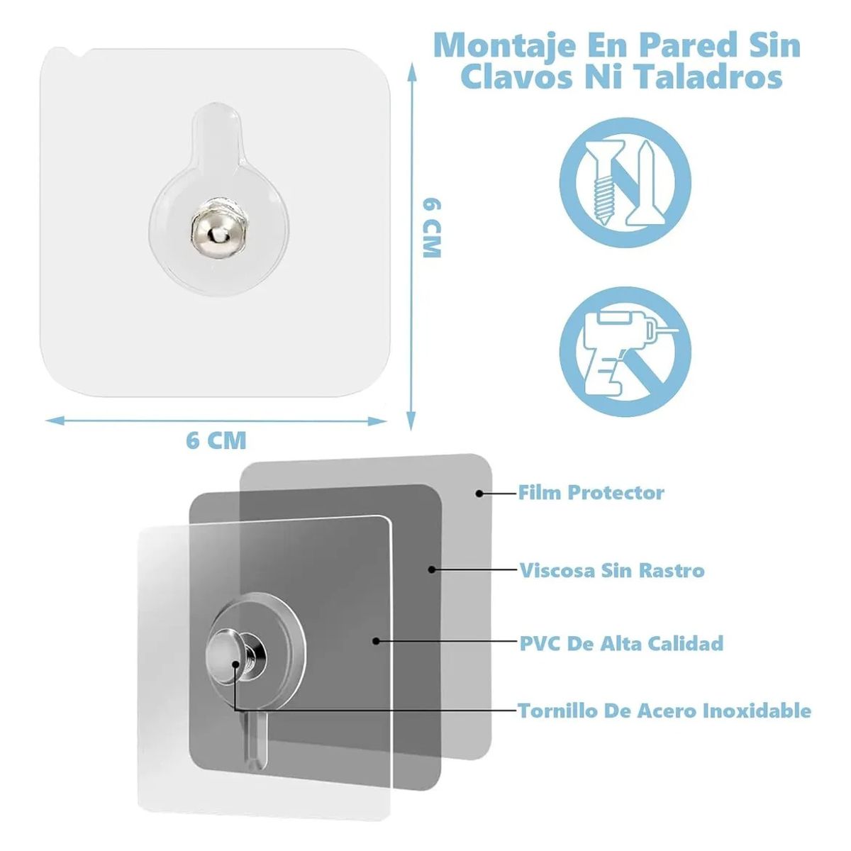 GENERICO - 20 Ganchos Adheribles Cuadros Soporte Gancho Adhesivo Pared