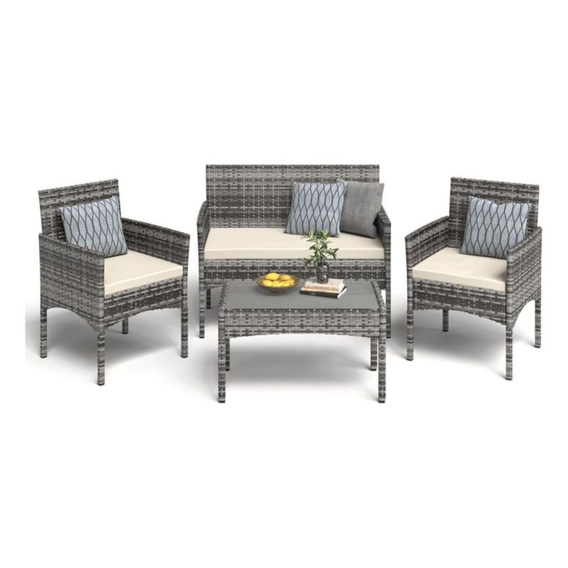 ANYHOGAR - Juego De Living De Terraza Brisa 4 Piezas Para Exterior Gris