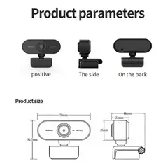 GENERICO - Cámara Web 1080p Full Hd 360° Con Cámara De Visión Micrófono Usb Color Negro