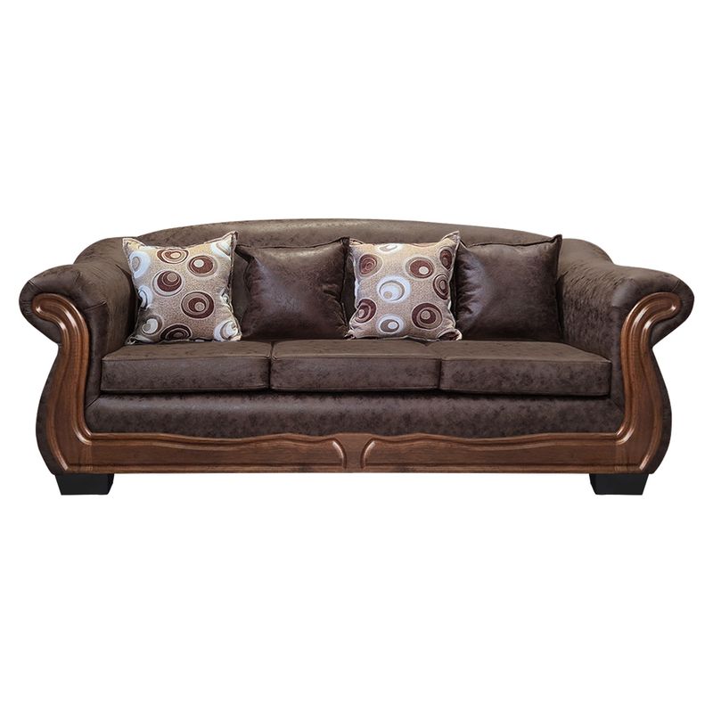 AMERICA DECORA - Sofá Con Resorte Estructural Búfalo 4 Personas PU Envejecido Café Oscuro X