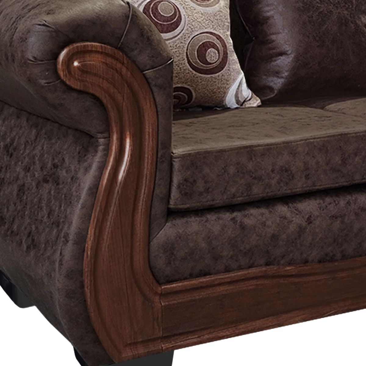 AMERICA DECORA - Sofá Con Resorte Estructural Búfalo 4 Cuerpos PU Envejecido Café Oscuro X