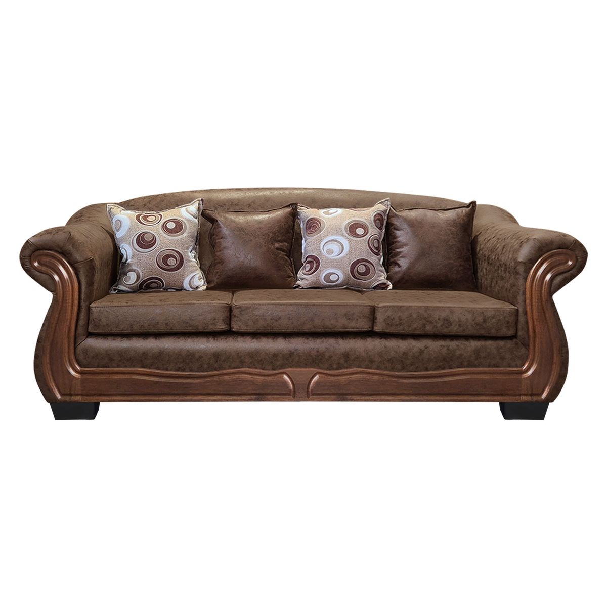 AMERICA DECORA - Sofá Con Resorte Estructural Búfalo 4 Cuerpos PU Envejecido Café Claro X