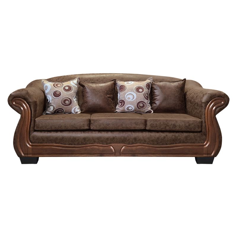 AMERICA DECORA - Sofá Con Resorte Estructural Búfalo 4 Personas PU Envejecido Café Claro X